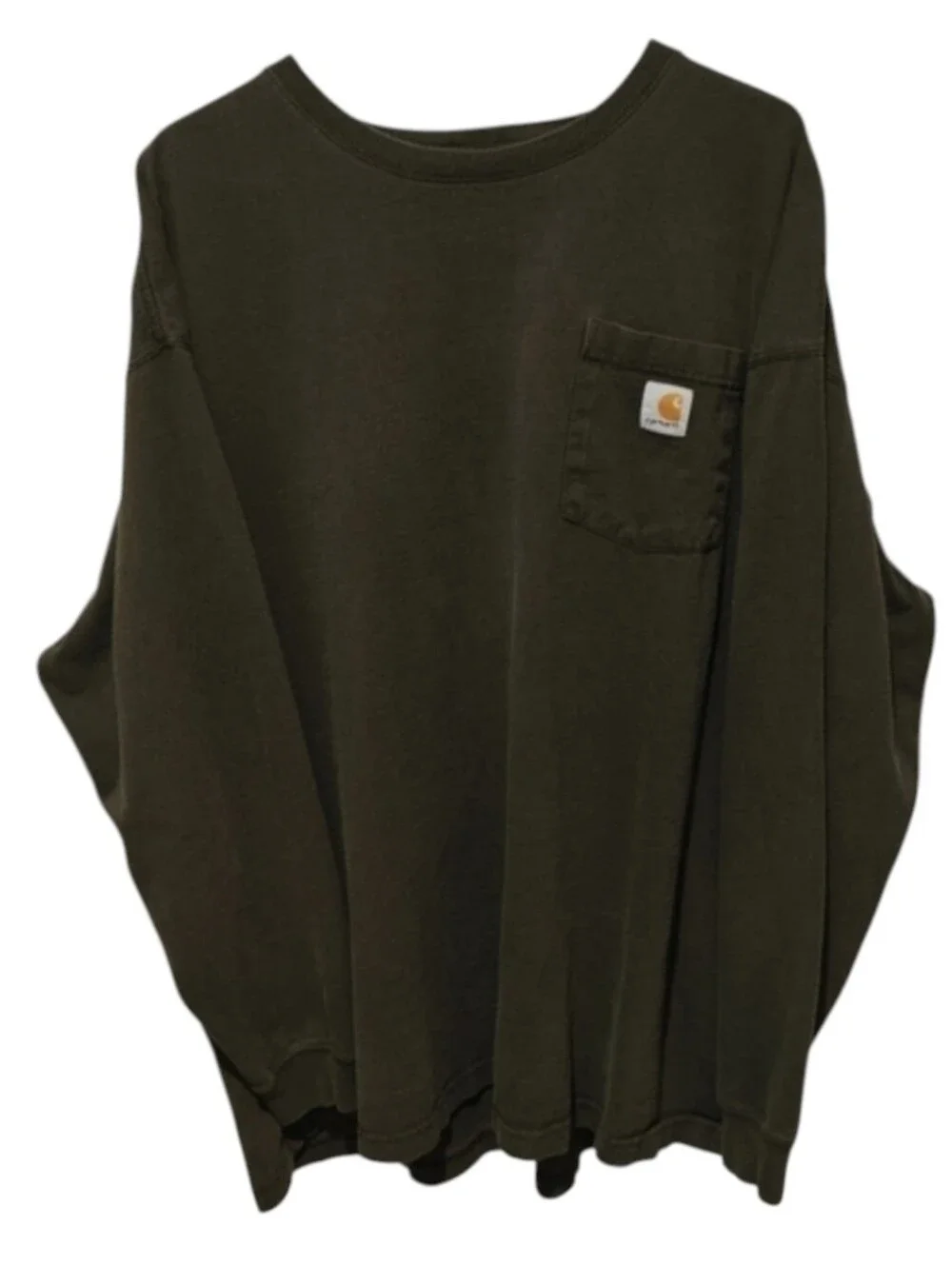 Gorpcore 100% Cotton Carhartt 2XL Men's Long Sleeve Shirt Dark Green Utility